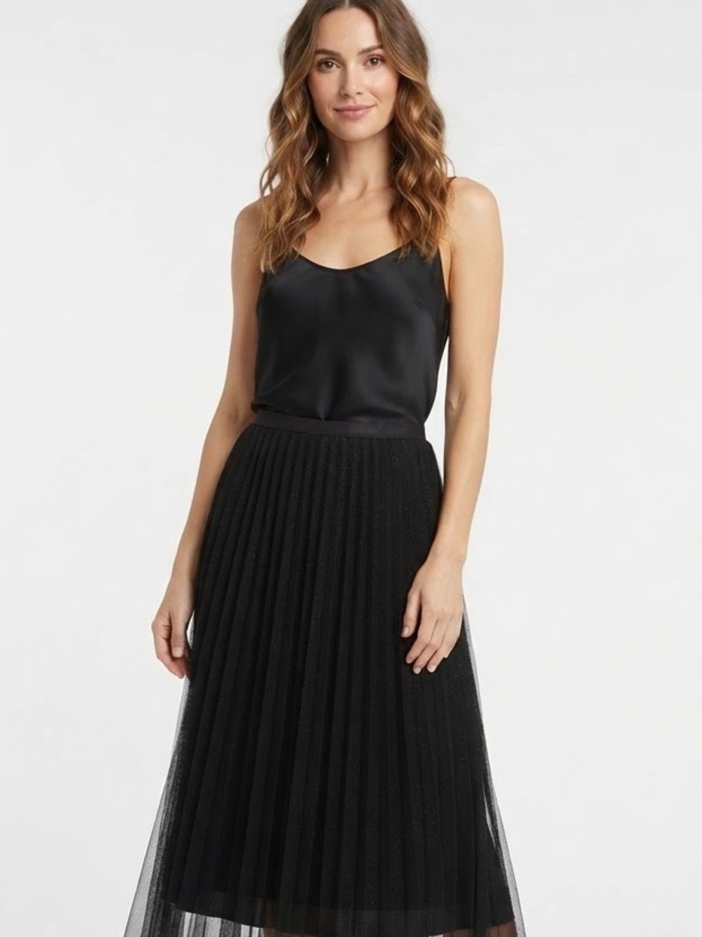 LUCY PARIS Shimmer Tulle Midi Skirt Size S Pleated Mesh whimsigoth fairycore